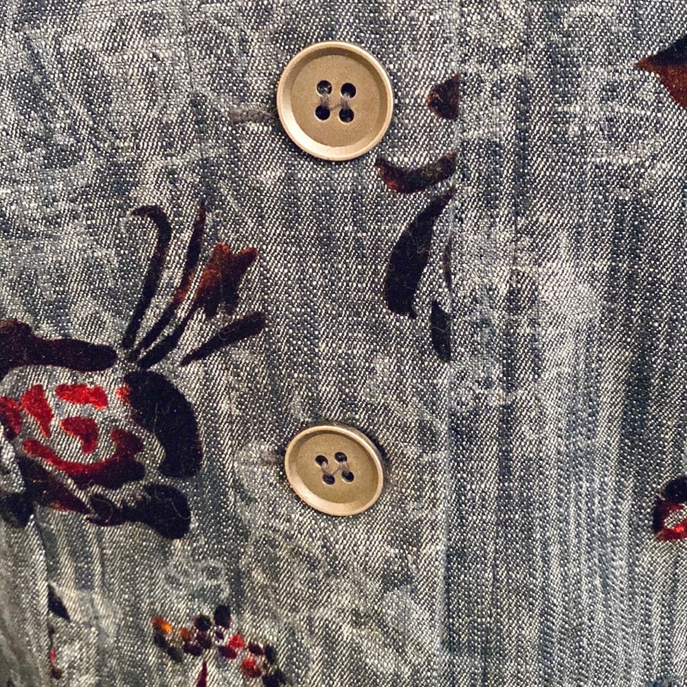 Additions by Chico Denim Velvet Floral SZ 4 Retro Vintage Boho Statement Jacket - Picture 5 of 12
